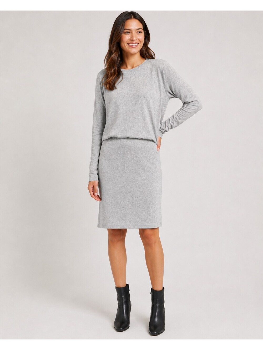 Kit and Ace Wave Long Sleeve Asymmetrical Dress – Heather Grey Size 4